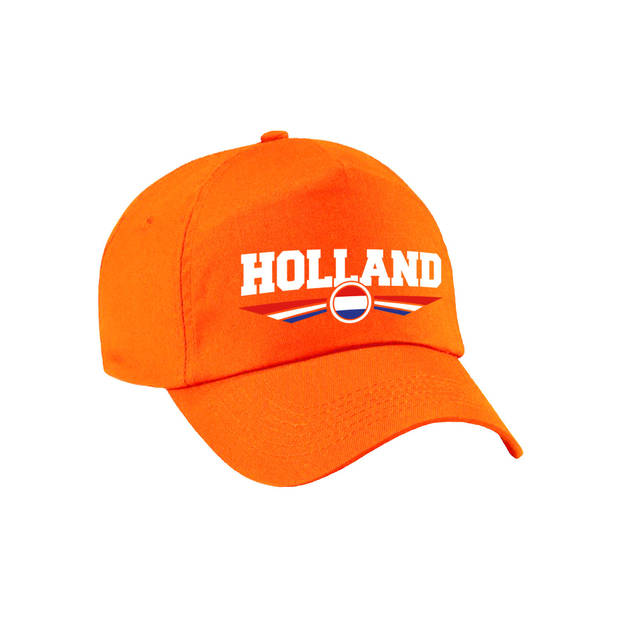 Nederland / Holland landen pet / baseball cap oranje voor kinderen - Verkleedhoofddeksels