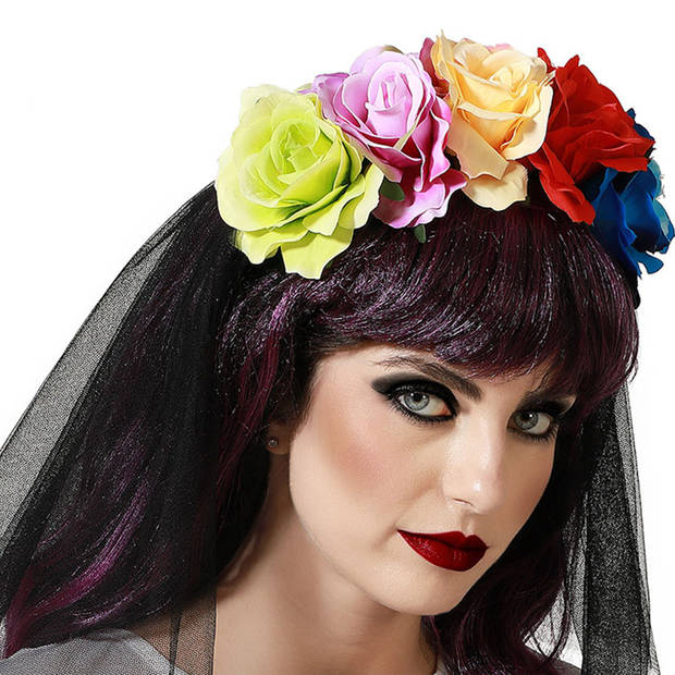 Halloween/horror verkleed diadeem/tiara/bloemenkransA - zombie/heks/day of the dead - dames/meisjes - Verkleedhoofddekse