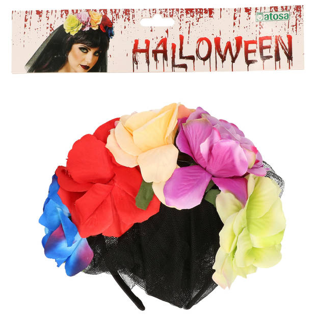 Halloween/horror verkleed diadeem/tiara/bloemenkransA - zombie/heks/day of the dead - dames/meisjes - Verkleedhoofddekse