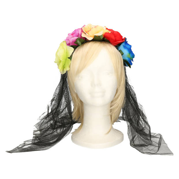 Halloween/horror verkleed diadeem/tiara/bloemenkransA - zombie/heks/day of the dead - dames/meisjes - Verkleedhoofddekse