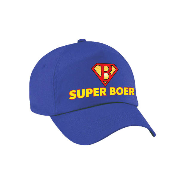 Super boer Achterhoek pet / cap blauw voor volwassenen - Verkleedhoofddeksels