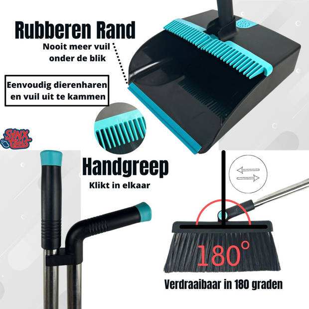 Synx Tools Stoffer en Blik met lange steel verstelbaar max steel 121cm