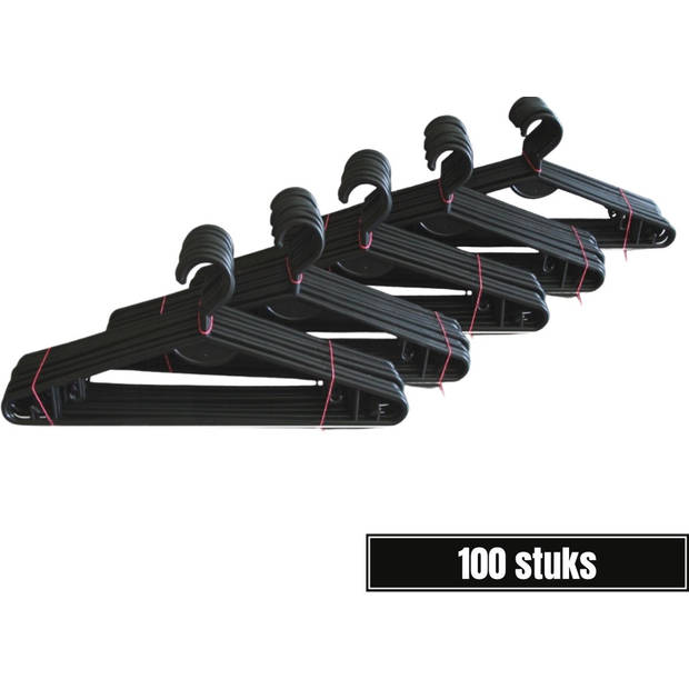 Synx Tools Kledinghangers 100 stuks Zwart Hanger Met Broeklat