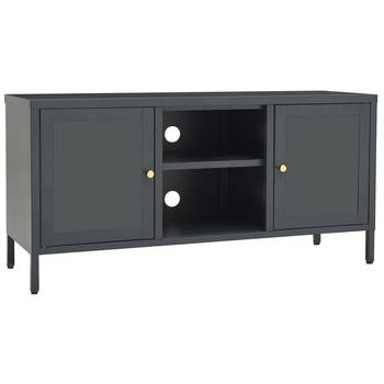 The Living Store TV-kast - 105 x 35 x 52 cm - antraciet - stalen constructie