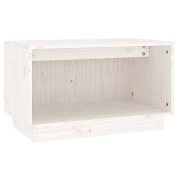 The Living Store Zwevend TV-meubel - Wit - 60 x 35 x 35 cm - Massief grenenhout