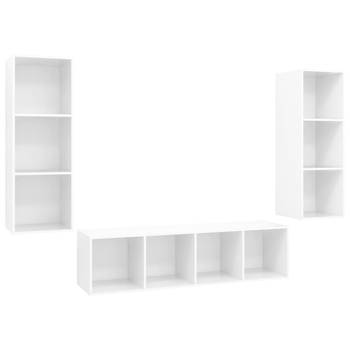 The Living Store Tv-meubelset - Hoogglans wit - 37 x 37 x 107 cm (B x D x H) - 37 x 37 x 142.5 cm (B x D x H)