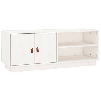 The Living Store TV-meubel Grenenhout - Media-kast 105x34x40cm - Wit