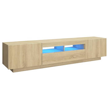 The Living Store TV-meubel Sonoma Eiken - 180 x 35 x 40 cm - RGB LED-verlichting