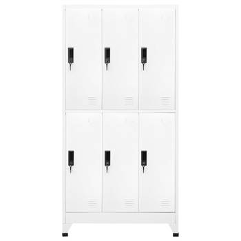 The Living Store Lockerkasten - Staal - 90x45x180 cm - Wit - Met 6 deuren