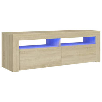 The Living Store TV-meubel Sonoma Eiken - 120x35x40 cm - RGB LED-verlichting