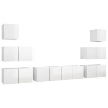 The Living Store televisiekastenset - hangend - spaanplaat - wit - 6x 60x30x30 cm + 2x 30.5x30x30 cm