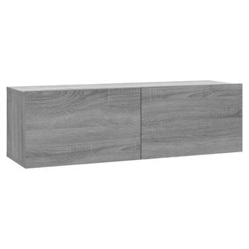 The Living Store Wandmeubel - TV-kast - 100x30x30 cm - Grijs Sonoma Eiken