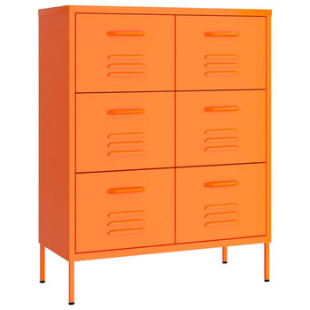 The Living Store Ladekast - Ladekasten - 80x35x101.5 cm - Staal - Oranje