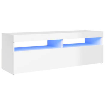 The Living Store TV-meubel - Hoogglans wit - 120 x 35 x 40 cm - Met RGB LED-verlichting - Montage vereist