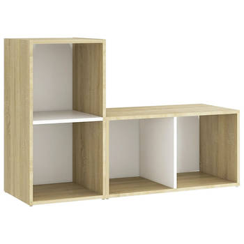 The Living Store Tv-meubel - Klassiek design - 72 x 35 x 36.5 cm - Wit/sonoma eiken