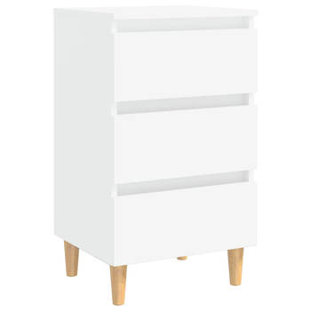 The Living Store Bedtafeltje - Scandinavische stijl - 3 lades - Wit - 40x35x69 cm