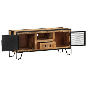 The Living Store Houten tv-kast Industriële stijl - 110 x 31 x 46 cm - Ruw mangohout - Opbergruimte