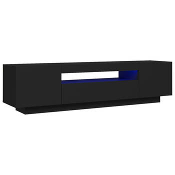 The Living Store TV-meubel Hifi - RGB LED-verlichting - Zwart - 160 x 35 x 40 cm (B x D x H) - USB-aansluiting