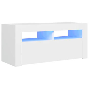 The Living Store - TV-meubel - Hifi-kast - 90x35x40 cm - LED-verlichting - wit
