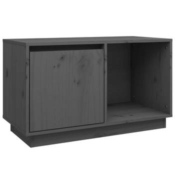 The Living Store TV-meubel Grenenhout - Grijs - 74x35x44cm - Opbergruimte - Weergavefunctie