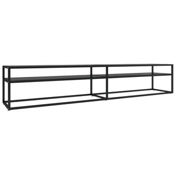 The Living Store Televisiekast Stereokast - Zwart - 220x40x40.5 cm - Gehard glas