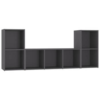 The Living Store Televisiemeubelset - Klassiek - Grijs - Spaanplaat - 2x 72x35x36.5cm - 1x 107x35x37cm