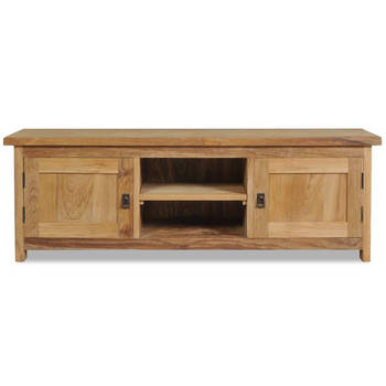 The Living Store Koloniaal Teakhouten TV-meubel - 120x30x40 cm - Met 2 kastjes en 2 vakken