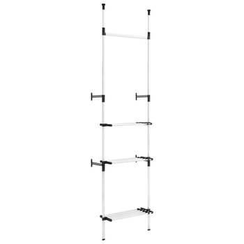 The Living Store Telescopisch Kledingrek - Opbergrek - 70-115 x 40 x 250-300 cm - Zilver/Zwart - Aluminium