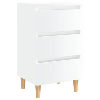 The Living Store Bedkastje - Scandinavisch design - 3 lades - Hoogglans wit - 40 x 35 x 69 cm