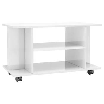 The Living Store TV-meubel - Hoogglans wit - Spaanplaat - 80x40x40 cm - 4 open schappen