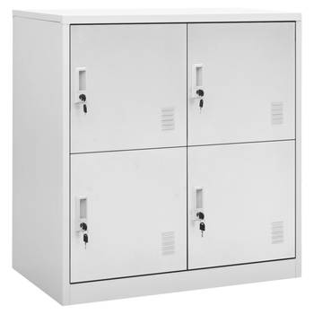 The Living Store Lockerkast - Lichtgrijs - Staal - 90x45x92.5 cm - Met sloten - 4 lockers