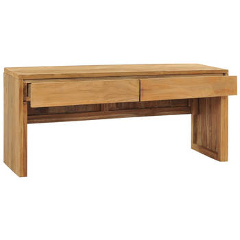 The Living Store TV-Meubel Koloniale Stijl - 100x35x45 cm - Massief Teakhout - Met 2 Lades