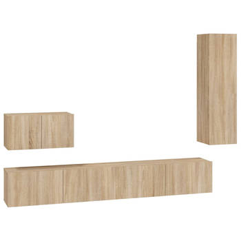 The Living Store TV meubel set Sonoma eiken - 2x 100x30x30cm - 1x 60x30x30cm - 1x 30.5x30x110cm