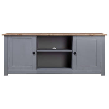 The Living Store TV-kast Stereokast Grijs/Natuurlijk 120x40x50cm - Massief grenenhout