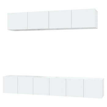 The Living Store TV Meubel Set - Hoogglans Wit - 3x 60x30x30cm - 2x 80x30x30cm