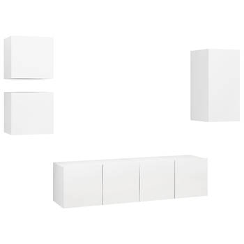 The Living Store TV-meubelset - Wit - Spaanplaat - 1x 30.5x30x60cm - 2x 60x30x30cm - 2x 30.5x30x30cm