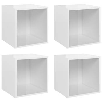 The Living Store TV-meubel - staand - hoogglans wit - spaanplaat - 37 x 35 x 37 cm - set van 4