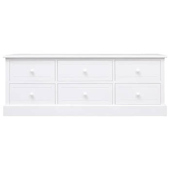 The Living Store Televisiemeubel The Living Store - TV kast hout - 108 x 30 x 40 cm - wit - 6 lades