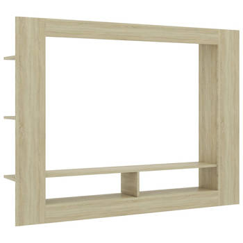 The Living Store TV-meubel - Sonoma Eiken - 152 x 22 x 113 cm - Met 2 open vakken en zijschappen