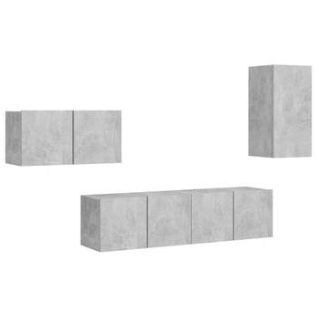 The Living Store televisiemeubel set - betongrijs - 1x 30.5x30x60 cm - 3x 60x30x30 cm