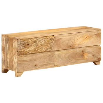 The Living Store Houten Tv-meubel - Massief mangohout - 110 x 30 x 40 cm - 4 lades