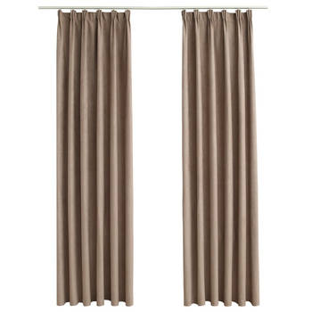The Living Store Gordijnen Luxe Taupe 140x175 cm - Suède-touch - Polyester