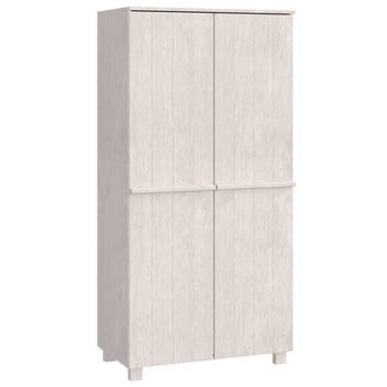 The Living Store HAMAR Garderobe - 89 x 50 x 180 cm - wit - Massief grenenhout en MDF