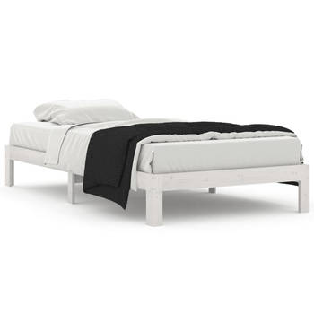 The Living Store Bed - Grenenhout - Eenpersoons - 203.5 x 103.5 x 30 cm - Wit