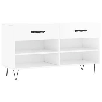 The Living Store Schoenenbank Opbergruimte - 102 x 35 x 55 cm - Hoogglans Wit