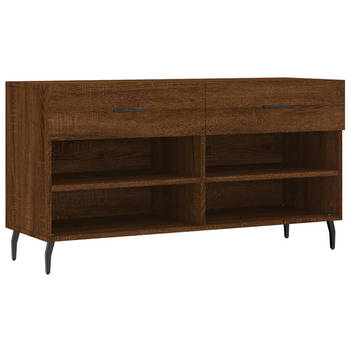 The Living Store Schoenenbank - Bewerkt hout en ijzer - 102 x 35 x 55 cm - Trendy en praktisch