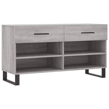 The Living Store Schoenenkast - - Meubelen - 102 x 35 x 55 cm - Grijs Sonoma Eiken