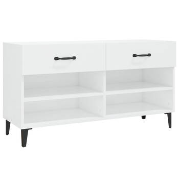 The Living Store Schoenenkast - Hoogglans wit - 102 x 35 x 55 cm - Stevig materiaal