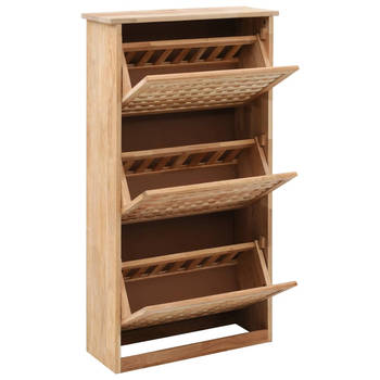 The Living Store Schoenenkast - Walnotenhout - 55 x 20 x 104 cm - Met 3 opbergvakken