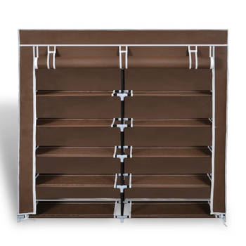 The Living Store Schoenenkast - Dubbel 5-laags - 115 x 28 x 110 cm - Bruin